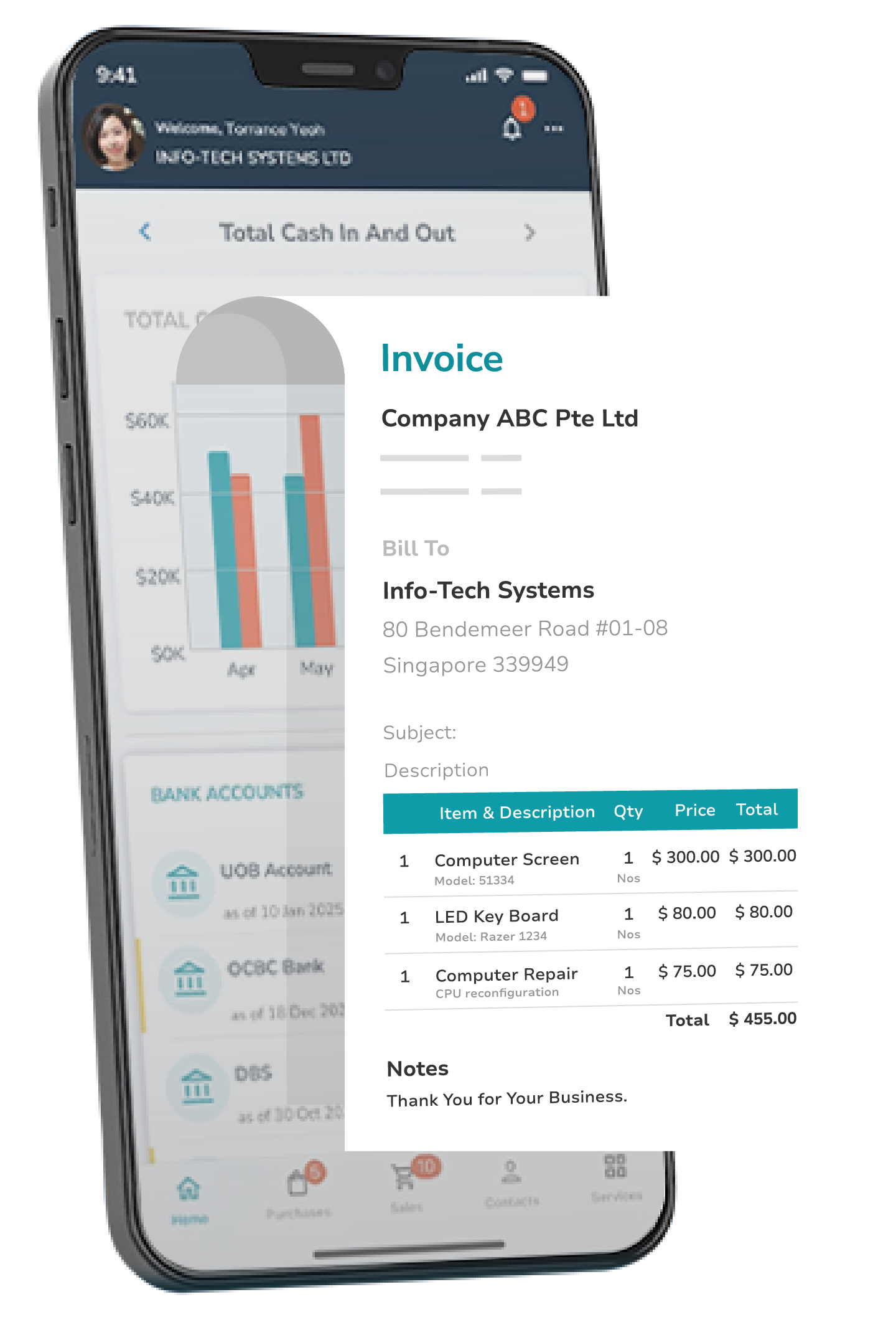 E-invoicing software mobile app