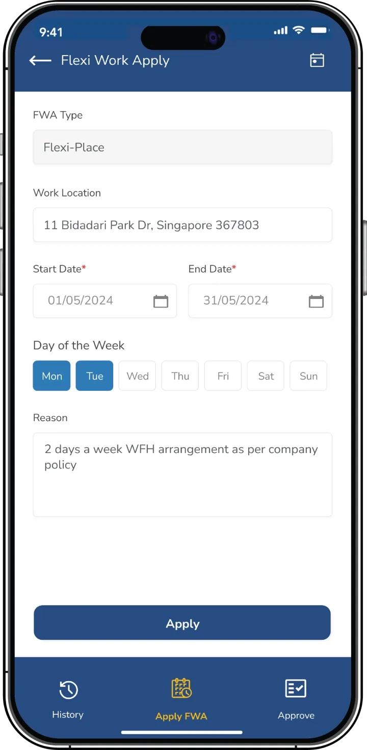 flexible work arrangement staff applies